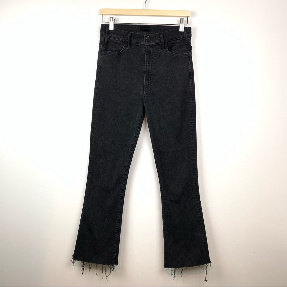 Mother The Hustler Ankle Fray Crop Jeans Womens 29 Black Cotton Not Guilty Flare